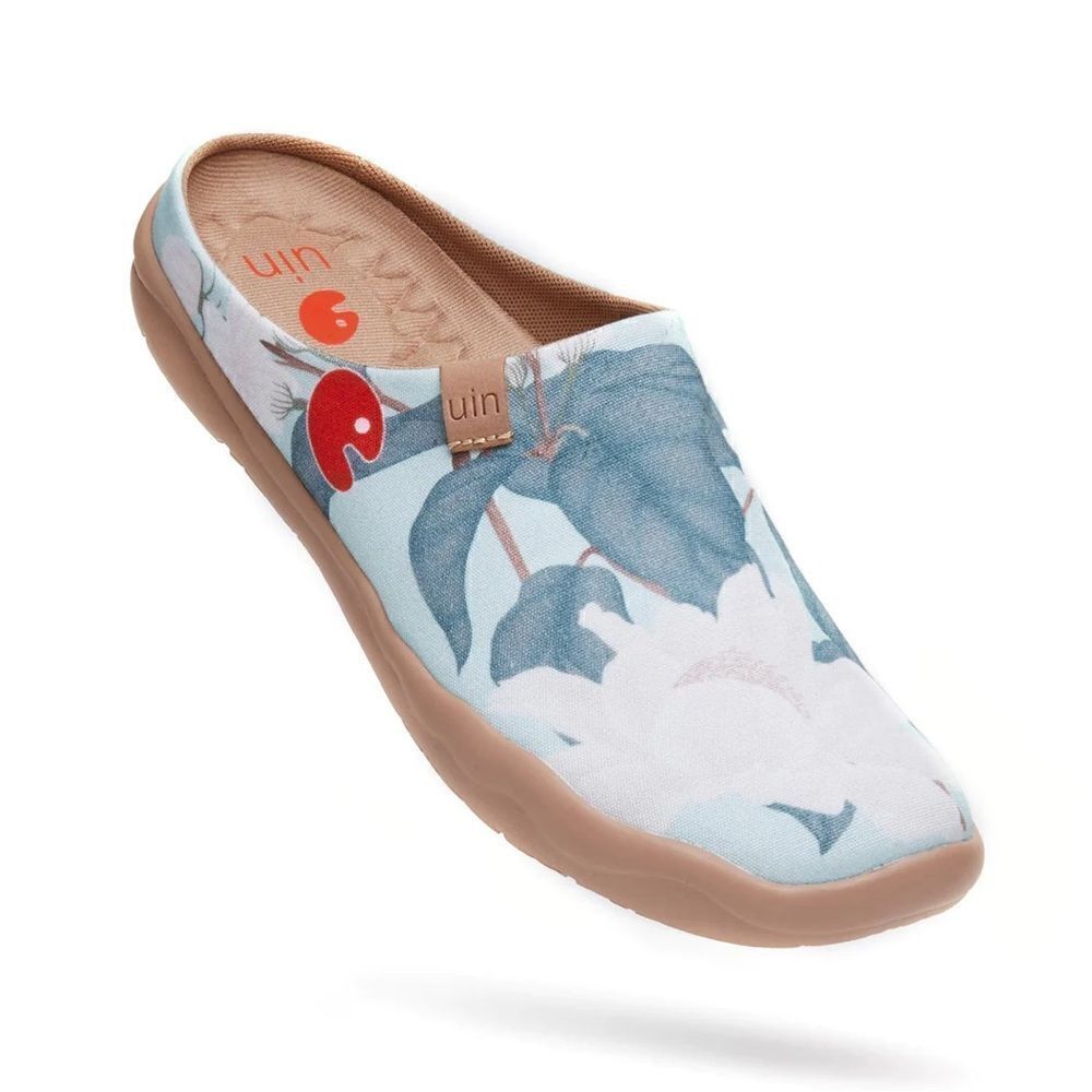 UIN Women's Mules Comfort Shoes Casual Slip Ons (Minty Peony Slipper) - Picture 5 of 8